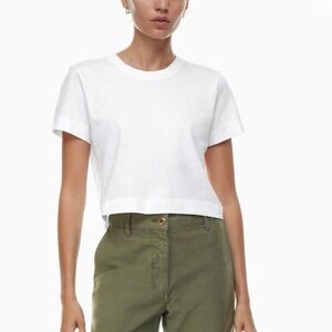 Aritzia Wilfred Free Cropped Tshirt, white, size small
